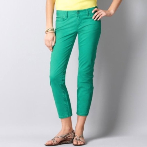 LOFT Green Modern Crop Pants - Picture 1 of 4